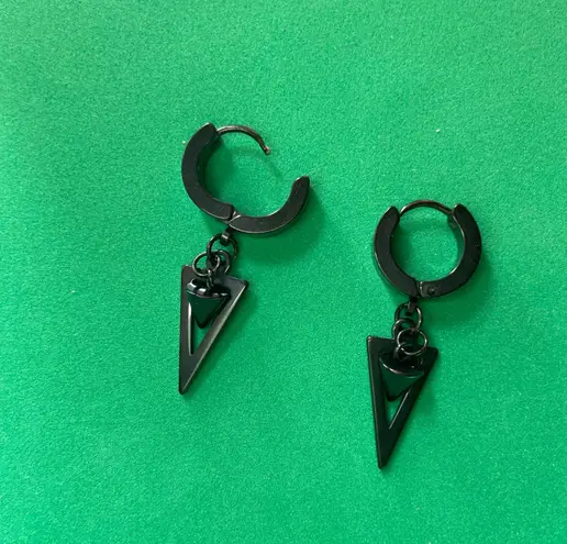 Titanium Steel Spike Dangle Drop Earrings for Men Women,Punk Hip Hop Earrings Black