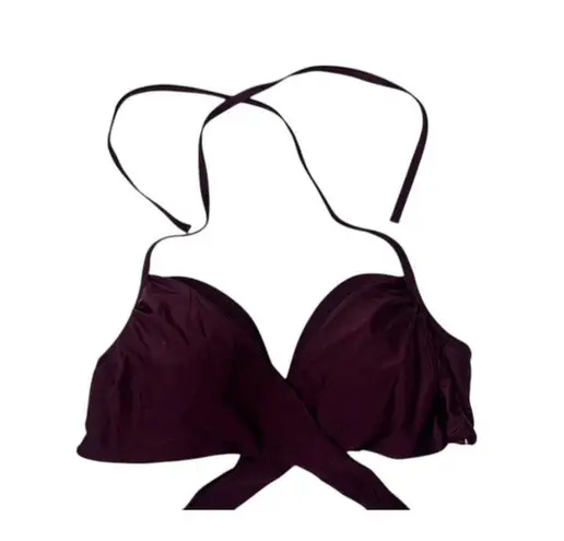 Victoria's Secret  Maroon Wrap Padded Underwire Halter Bikini Top Women's 34D