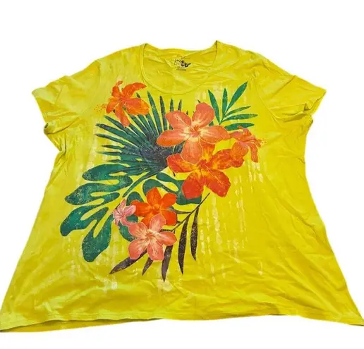JMS Women's 3X Yellow Floral T