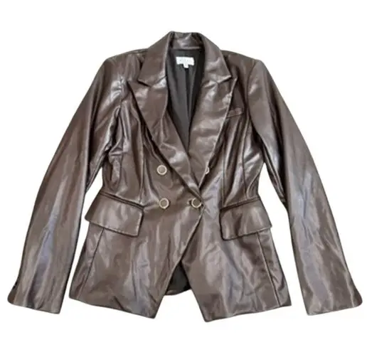 Milly Inez Faux Leather Blazer in Brown, Size US 6