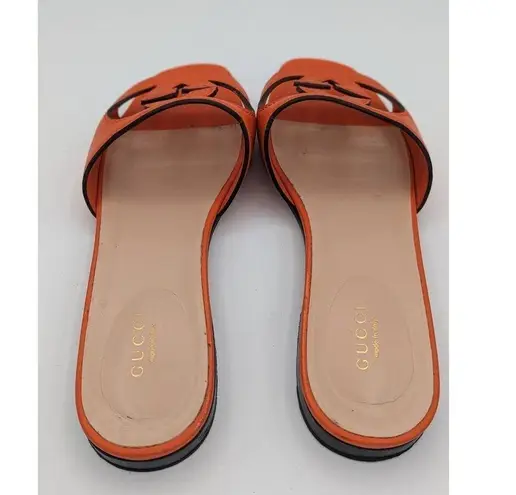 Gucci  interlocking G cut-out orange slide sandals size EU 37.5