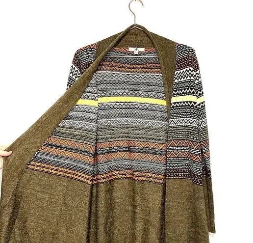 YA Los Angeles Striped Colorful Long Cotton Womens Large Cardigan