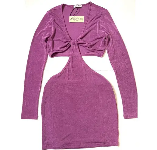 Gab & Kate Orchid Twisted Tie Cut Out Bodycon Mini Dress Sz L Women