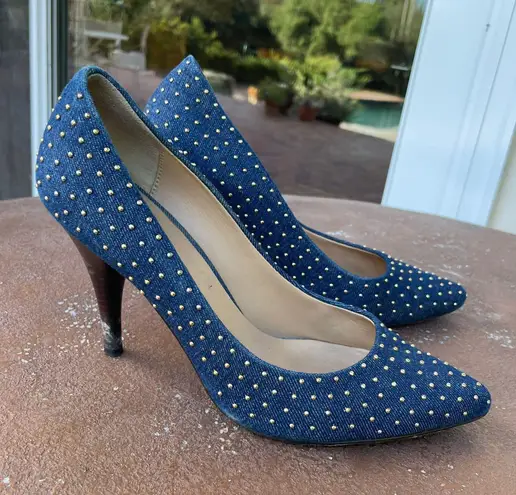 Nordstrom Dani black denim studded heels 