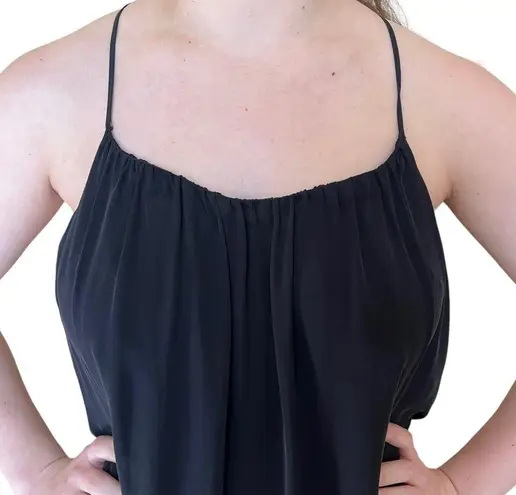 L'Agence L’Agence Silk Ruffled Plunging V Open Back Sleeveless Tank Dress Black Size 8