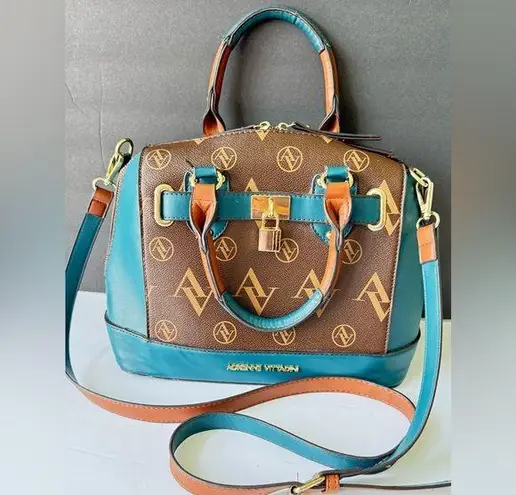 Adrienne Vittadini Adrianne Vittadini Signature Collection Dome Satchel w/Lock Chocolate Teal Bag