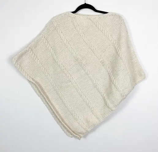 Ande Wear Woman's OS White Cable Knit Wool Blend Made in Ecuador Poncho Size undefined