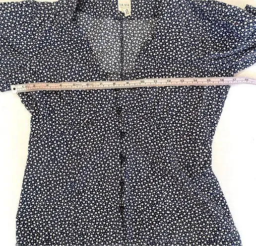 Rebecca Taylor La Vie “Nouvelle” navy polka dot button down blouse XS