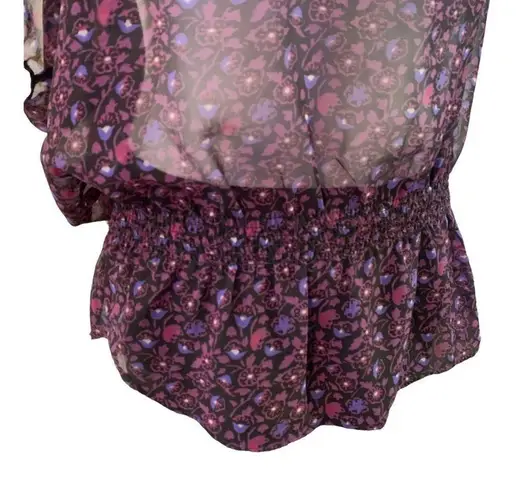 American Eagle WOMEN’S 𝅺 Y2K purple floral sheer peplum top