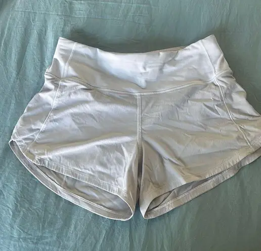 Lululemon White  Speed Up Low-Rise Shorts 4”