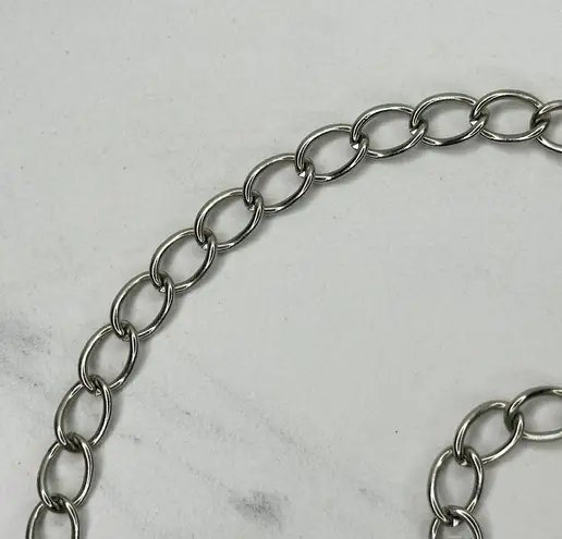 Rhinestone Heart Flower Chain Belt Y2K Silver Tone Metal Links OS ✨