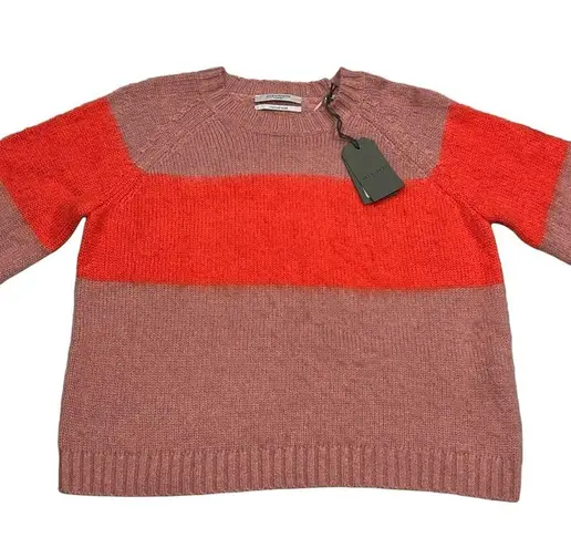 ALLSAINTS NEW All Saints Lou Uno Jumper Stripe Colorblock Crewneck Fuzzy Sweater Large
