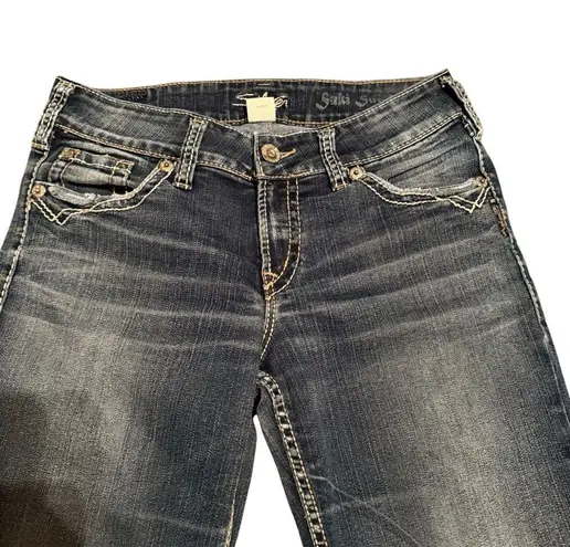 Silver Jeans Y2K Silver Size 28x31 Suki Surplus Bootcut Jeans Distressed Flap Pockets Western