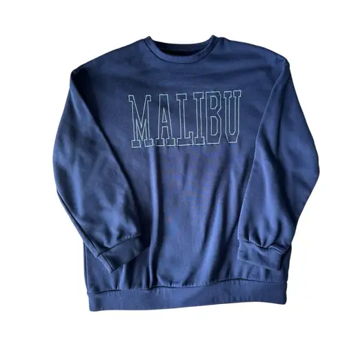 Malibu California Sweatshirt Navy Blue Crewneck Pullover Women’s Size L Fleece Size L