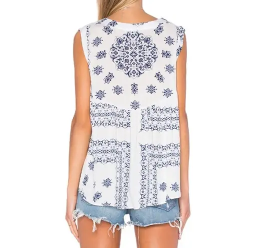 Heartloom Abri Lace Up Tank Top in Mykonos Print