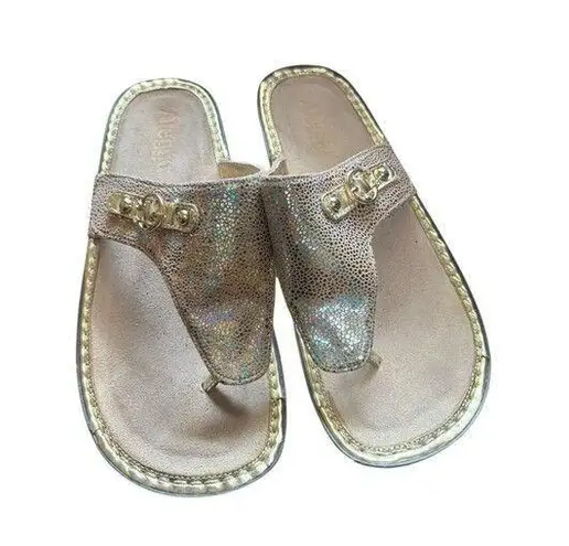 Alegria Vanessa Sand Do Thong Sandals Gold Metallic Comfort Open Toe Shoes 40
