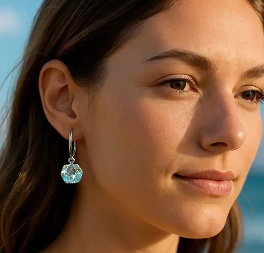 Handcrafted earrings with sparkly clear Swarovski crystal Silver