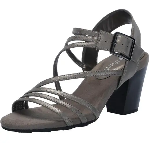 Easy Street Orien Heeled Sandal-Size: 8.5 Color: Pewter