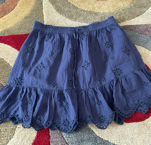 Aerie NWOT  Eyelet Ruffle Mini Skirt Dark Blue Lightweight Size Medium