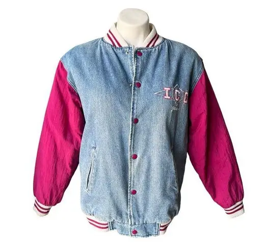 Vintage Ivy Club Classics Denim Bomber Jacket, Sz S Blue