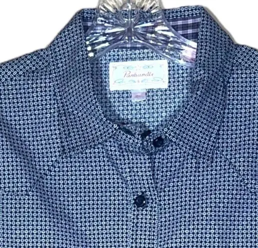 Panhandle Long Sleeve Button Up Western Shirt Black White Large