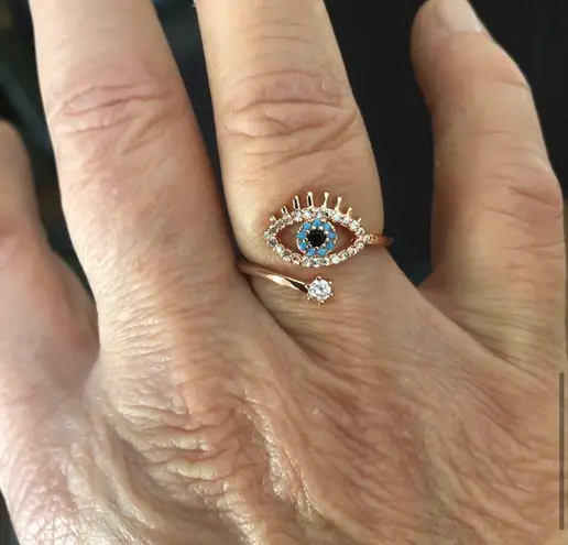 Cute Evil Eye Star Zircon Crystal Ring Gold