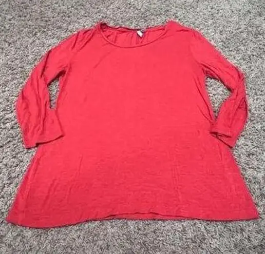 Est. 1946 Top Womens Medium Blouse Dark Wine Orange Stretch Knit 3/4 Sleeve Flowy