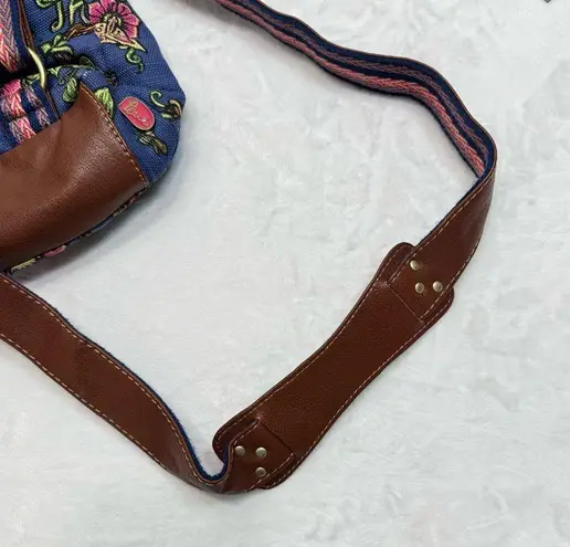 Sakroots Canvas Blue & Pink Floral True Love Satchel Bag Backpack