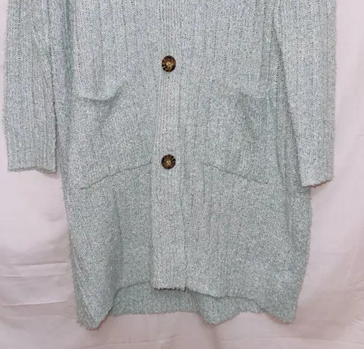 Cozy Casual Blue Long Sleeve Button Front Knit Cardigan Sweater size S/M