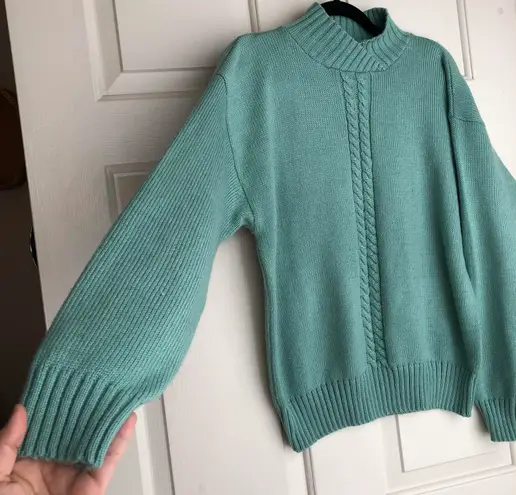 VINTAGE PASTEL TURQUOISE TURTLENECK KNIT SWEATER Blue Size M