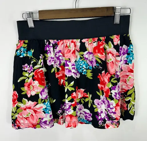 Aeropostale Floral Mini Skirt M Black Pink Y2K Coquette Soft Girl Dopamine Size M