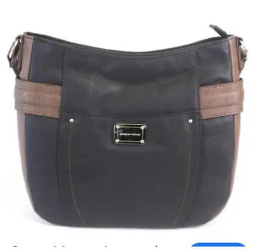 Stylish Black and Brown Leather Handbag