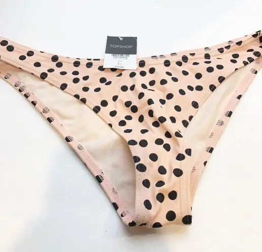 Topshop  Size 10 Pink Polka Dot Side Tie Bikini Bottoms Swim New NWT