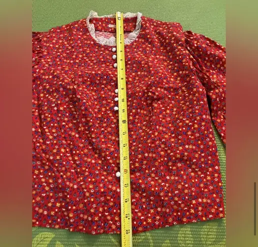 1970's Vintage VICTORIAN Edwardian Style CALICO Prairie Blouse Multiple Size XS