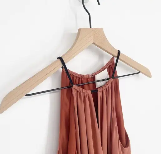 Cinq à Sept Cinq a Sept Lotus Halter Neck Peplum Silk Top Sleeveless Blush Pink Women's S