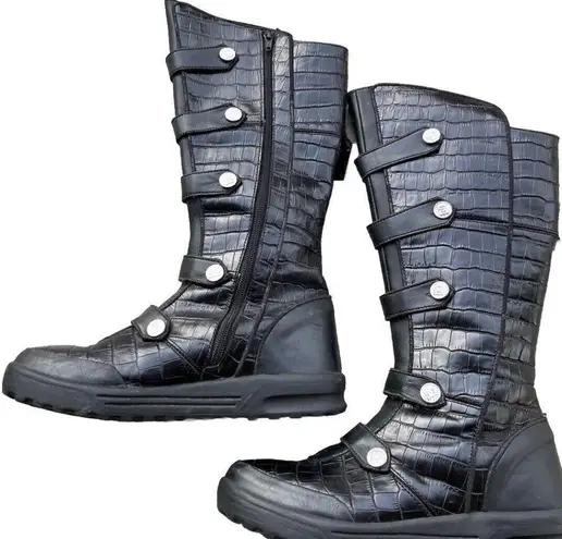 Vintage DC Animal Print 361347 Black Leather Snow Boots Women’s Black Sz 7.5