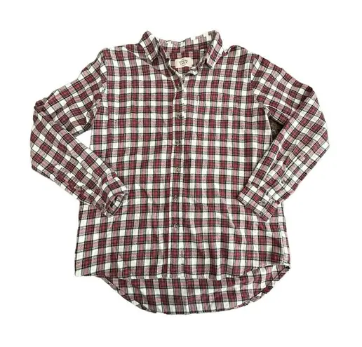 Marine layer Shirt Women’s Sz Medium Red Check Plaid Collared Flannel Top #I7-1