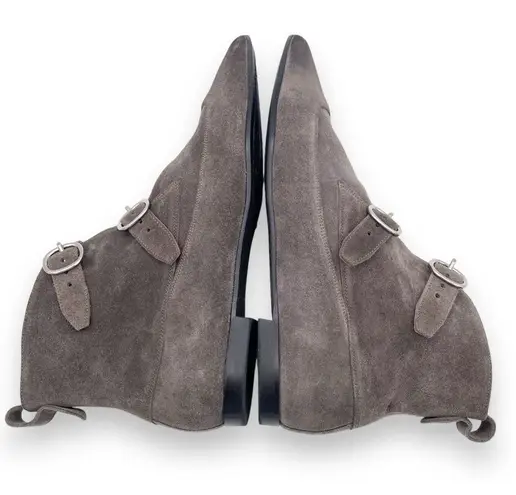 ALLSAINTS Viv Pointed Toe Gray Suede Western Double Strap Bootie Size 40 | US 9