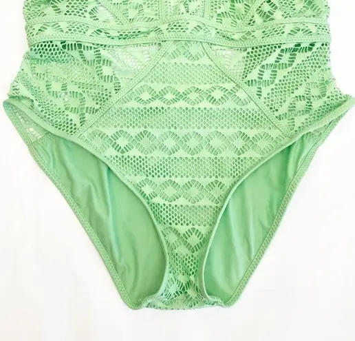 Becca  Color Play Crochet Lace One Piece Swimsuit Matcha Mint Green Extra Large