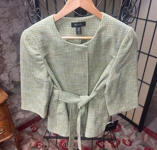 Deadstock VNT id/entity 'Garden' Metallic Fleck Greens Tweed Belted Blazer: 10 Green