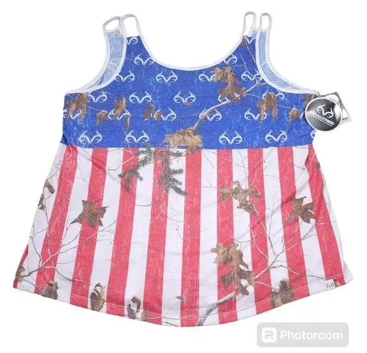 Realtree Patriotic Tank Top Tee American Stars Stripes Flag Sleeveless Size XXL