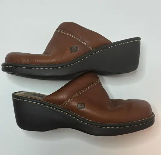 Born Shoes Born Brown Leather Clog Mules Size 9M