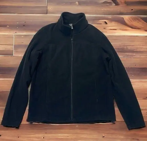 Natural Reflections Fleece Jacket Size Medium Black full zip mock neck
