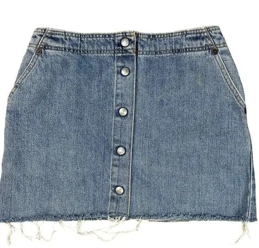 Levi's Levi’s Vintage Y2K Jean Denim Snap Closure Raw Hem Distressed Mini Skirt Size 6