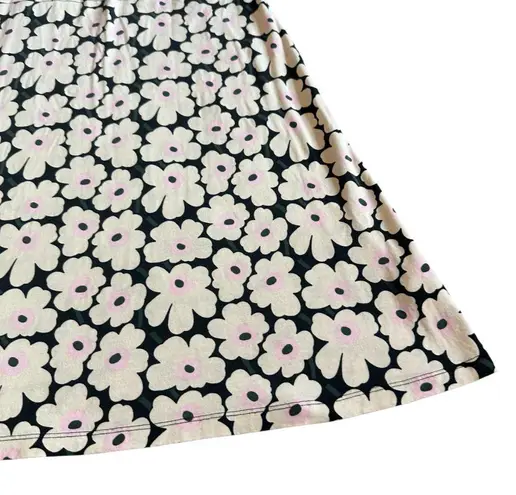 Marimekko Unikko Floral Print Stretch Dress Knit Short Sleeve Size XS Women's Black
