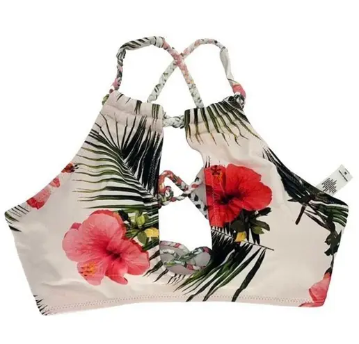 Coral Tropics Womens Floral Keyhole Halter Two Piece Bikini Set Multicolor Mediu