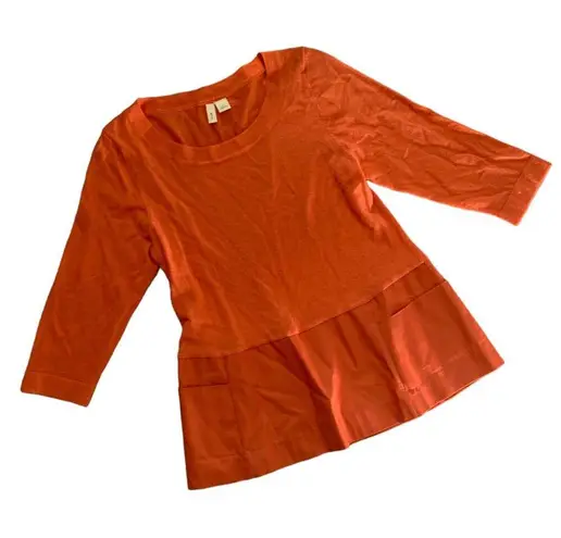 Moth by Anthropologie 3/4 sleeve top tangerine wool blend woman’s size Large Orange
