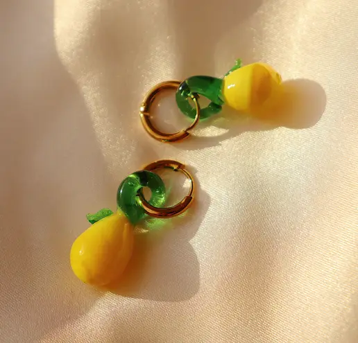 Boutique Glass Lemon Earrings