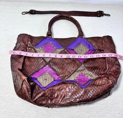 Jessica Simpson  Vintage  Leather Brown & Purple Bag, Shoulder Bag