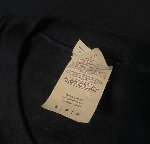 Unique Remade Flannel Sleeve Holiday Christmas Lights Navy Sweatshirt Size M Blue Size M